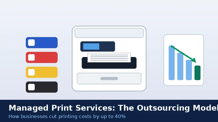 Multifunction office printer with ink cartridges and a cost-reduction chart
