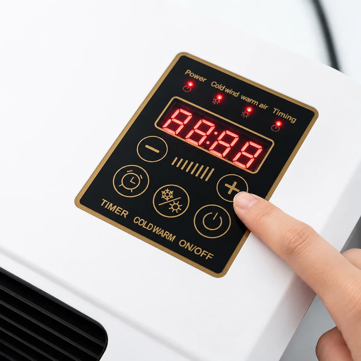 A hand setting the Coolizi Coolzy touch panel
