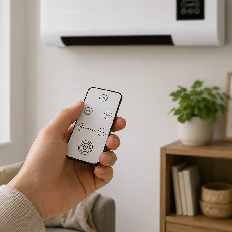 The Coolizi Coolzy remote control held in a hand