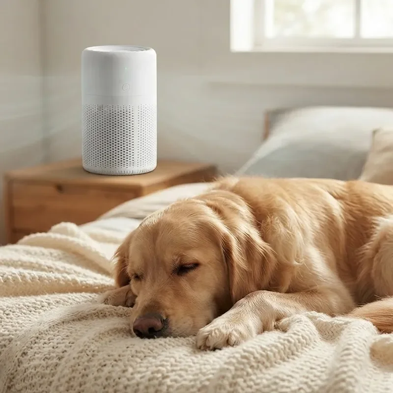 Coolizi PureAir Pro on a bedside table