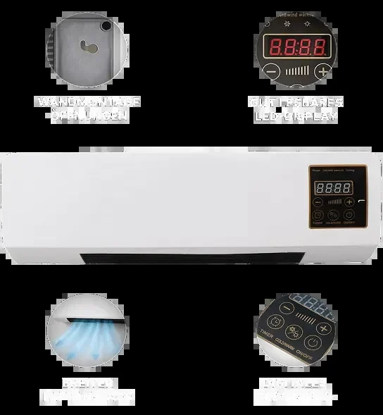 Close-ups of the Vital Pro Breeze grille, display, airflow and control panel
